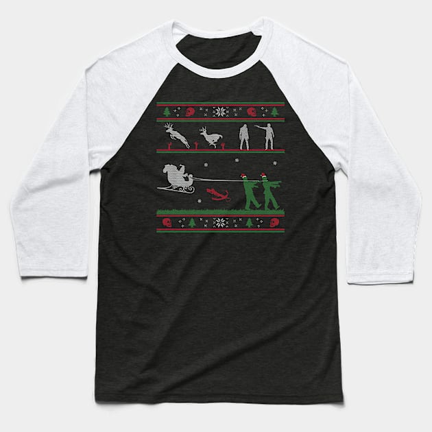 Ugly Christmas Sweater Zombie Baseball T-Shirt by Venus Complete